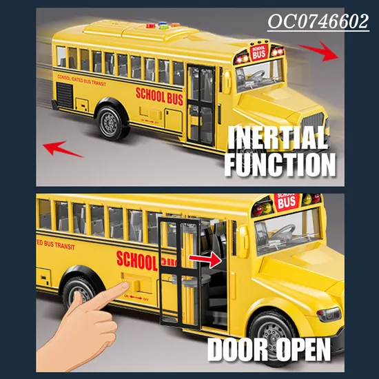 Wholesale Miniature Mini Car Friction School Bus Baby Music School Bus Toy Model for Kids with Light Sound