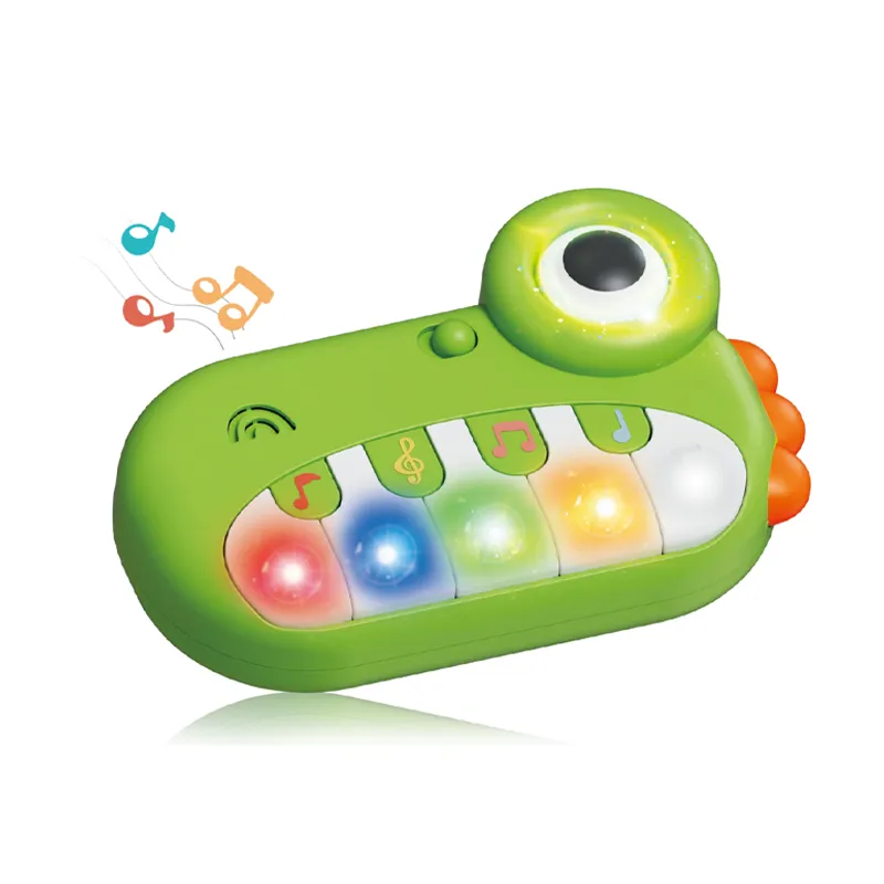 Wholesale Plastic Electric Light-up Keyboard Musical Instruments Children Sensory Musical Frog Piano Learning Toys for Kids with Colorful Lights