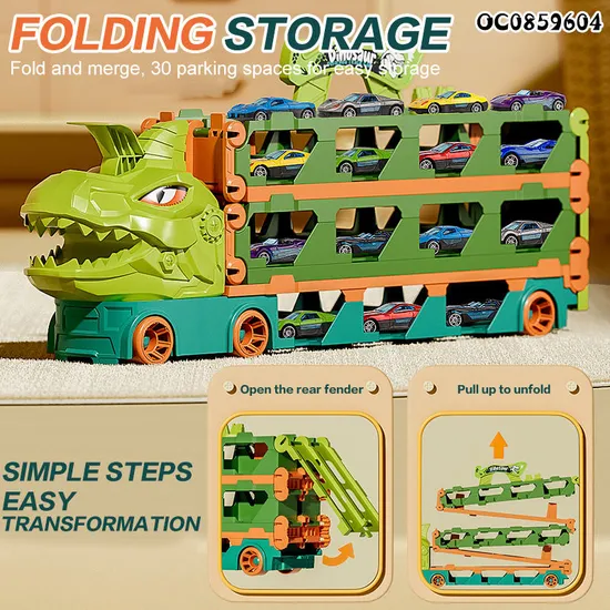 Wholesale Diecast Dinosaur Trucks Race Rail Car Track Children's Toy Kids Alloy Car Set