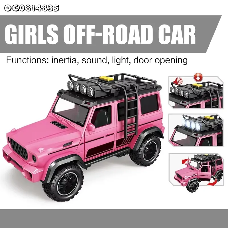 Wholesale Pink 1: 14 Scale off-Road Light Sound Car Friction Kids Plastic Model for Kids