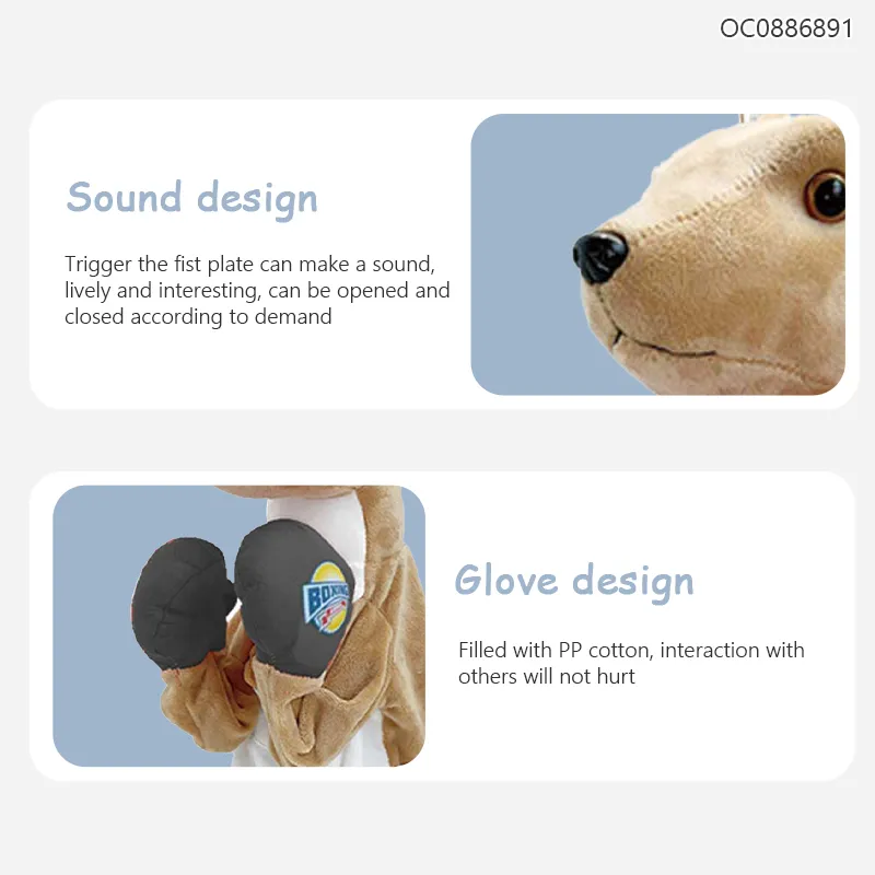 Wholesale Stuffed Custom Children Sports Sets Kangaroo Hand Puppet Plush Toy with Sound