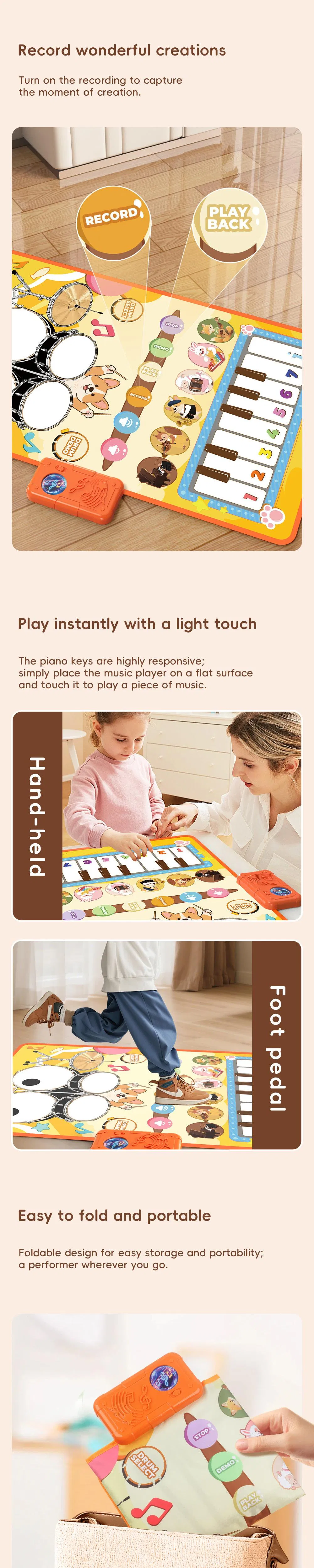 Wholesale Musical Piano Keyboard Educational Musical Electronic Drums Montessori Educational Toy