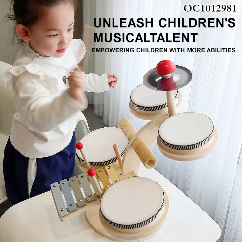 Wholesale Plastic Children Musical Baby Educational Montessori Musical Keyboard Instrument Wooden Toy Drum