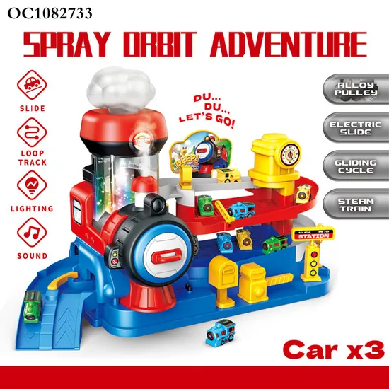 Wholesale 3 Alloy Trains Baby Plastic Racing Electric Track Kids Metel Toy Car Set with Light up and Music