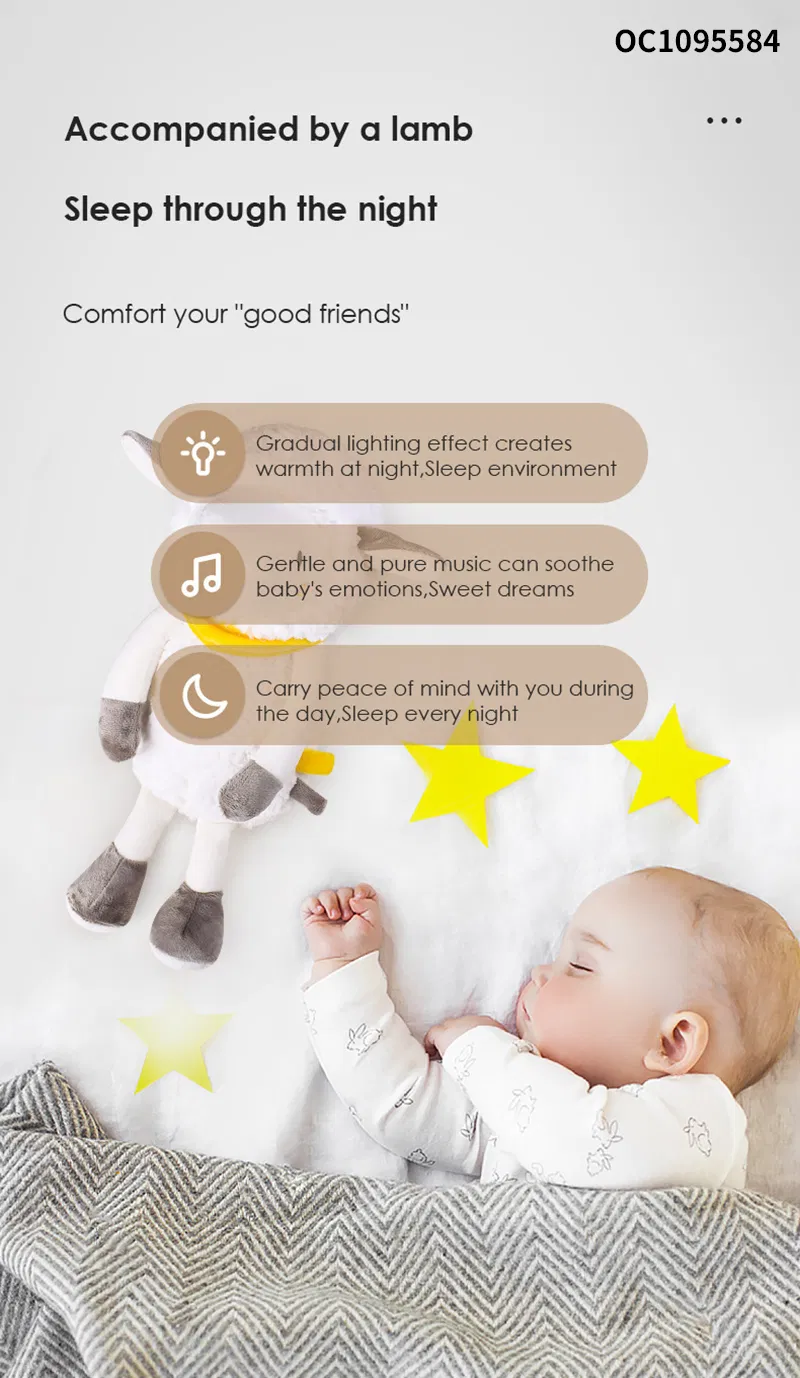 Wholesale Night Light Custom Light up Cute Sheep Singing Musical Stuffed Plush Animals Sensory Toy with Soothing Music