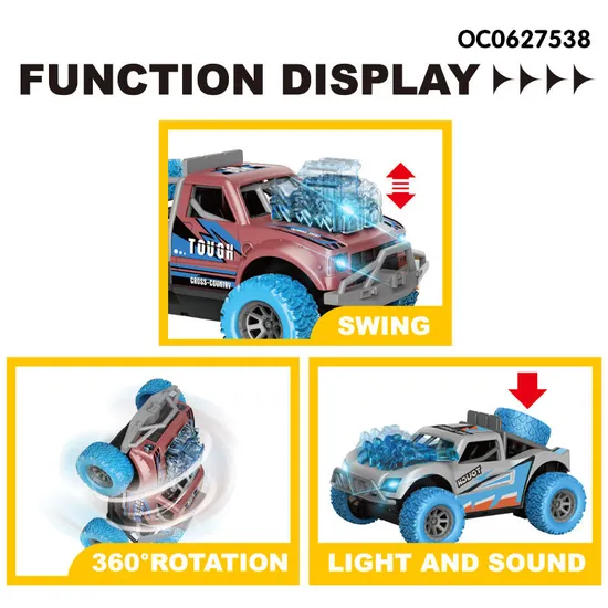 Wholesale 6 Pieces 360 Rotating Friction off Road Children's Kids Plastic Toy Car with Music Light