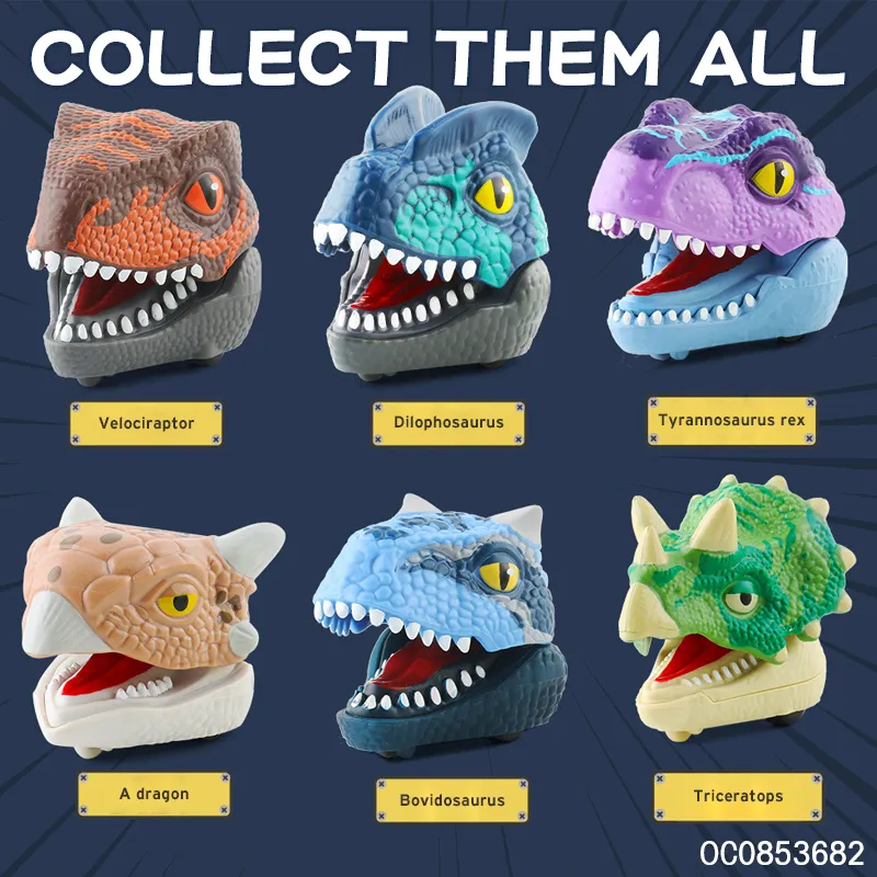 Wholesale Plastic Head Key Chain Pull Back Dinosaur Car Toys for Kids