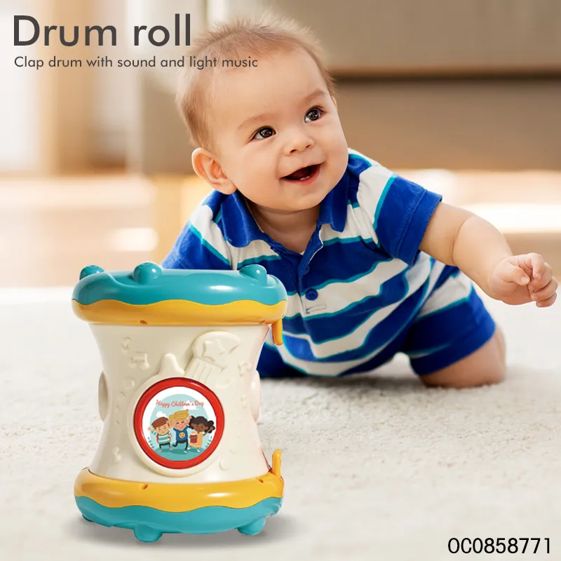 Wholesale Plastic Children Baby Happy Musical Instrument Hand Drum with Light