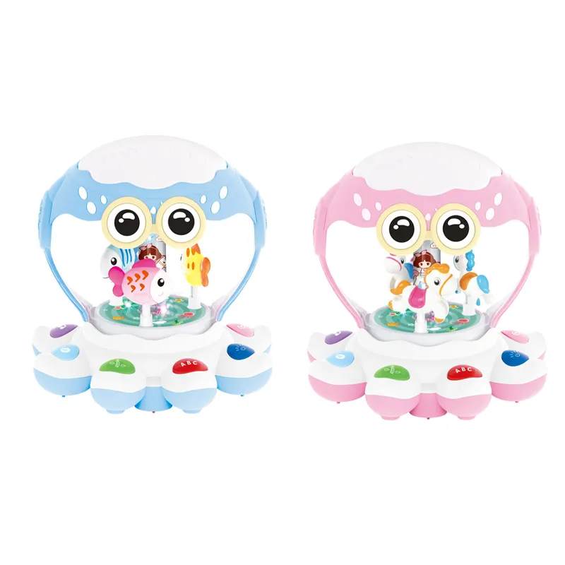 Wholesale Plastic Montessori Educational Interactive Musical Battery Operated Baby Hand Drum with Light and Music