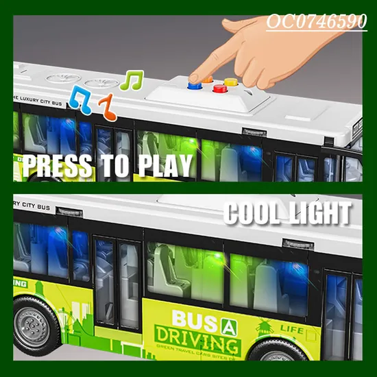 Wholesale Plastic Battery Operated Friction Bus Model Kids Car Set Toys with Light Sound