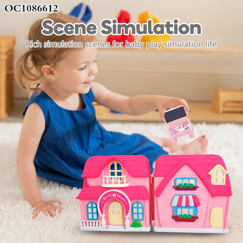 Wholesale Portable Preschool DIY Miniature Children Small Plastic Toys Fold up Mini Doll House