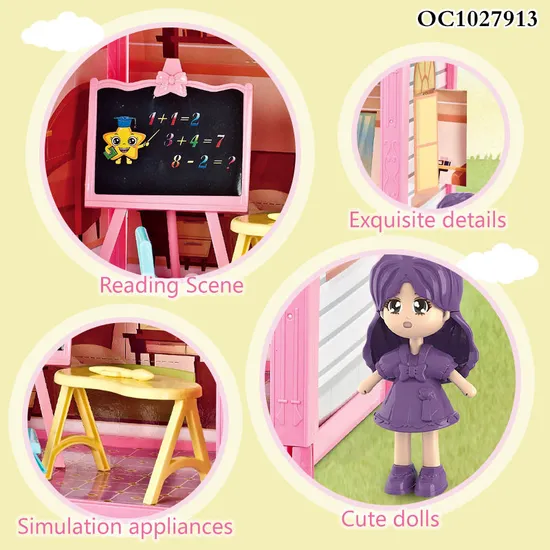 DIY Plastic Play Miniature Castle Christmas Big Doll House for Girls Pretend Play Baby Doll Set