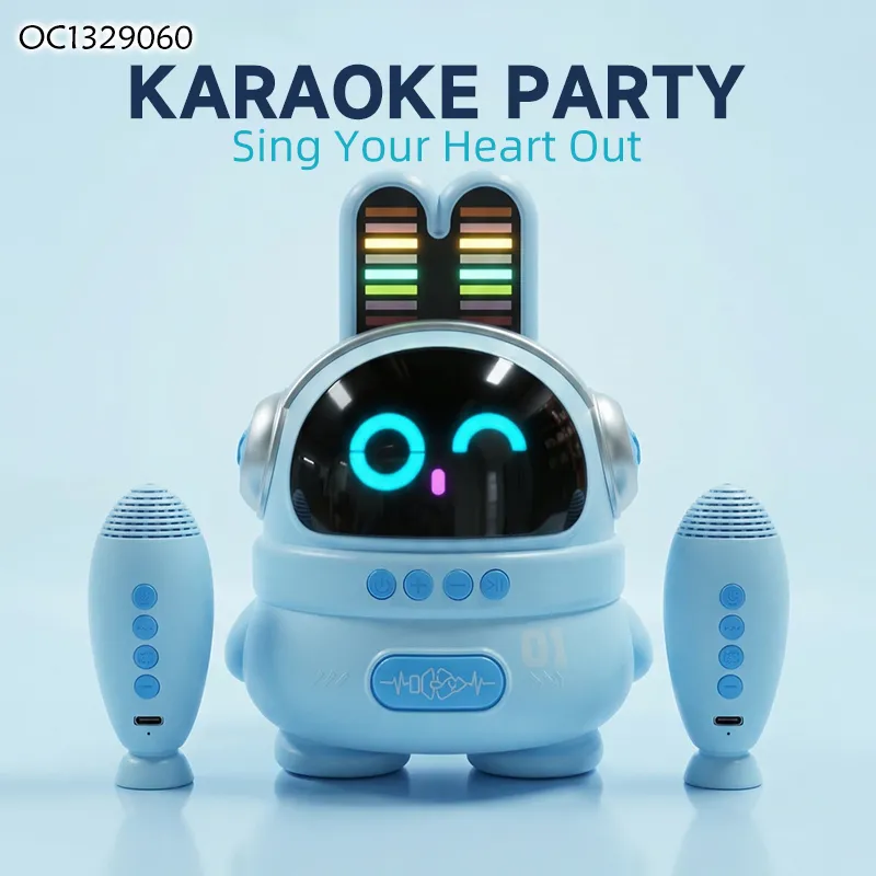 Wholesale Interactive Kids Karaoke Double Microphone Toy Kid Portable Wireless Powerful Music Speaker