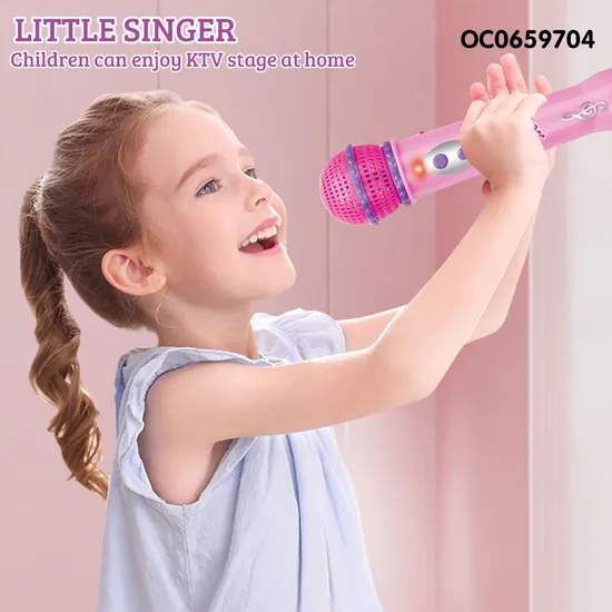 Wholesale Instrument Children's Karaoke Handheld Music Wireless Microphone with Light