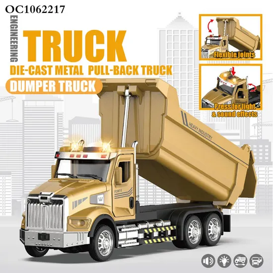 Wholesale Diecast Lighted up Montesorri Construction Metal Truck Die Cast Toy for Kid
