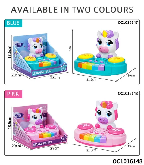 Wholesale Musical Plastic Cartoon Instruments Electronic Keyboards Music Piano Hand Drum Toy with Light up and Music
