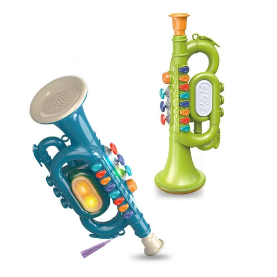 Wholesale Plastic Trumpet Musical Instruments Battery Operated Plastic Toy Instrument Trumpet for Kids