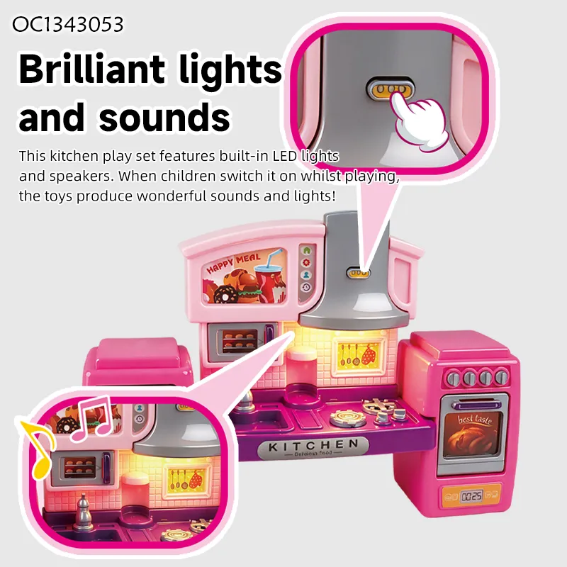 Wholesale Animal Kids Rabbit Doll Plush Toy Kitchen Cooking Pretend Play Food Doll House Set with Light Sound
