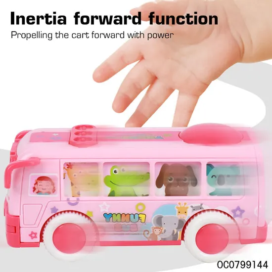 Wholesale Plastic Friction Custom Cartoon Plastic School Bus Model Toys for Kids