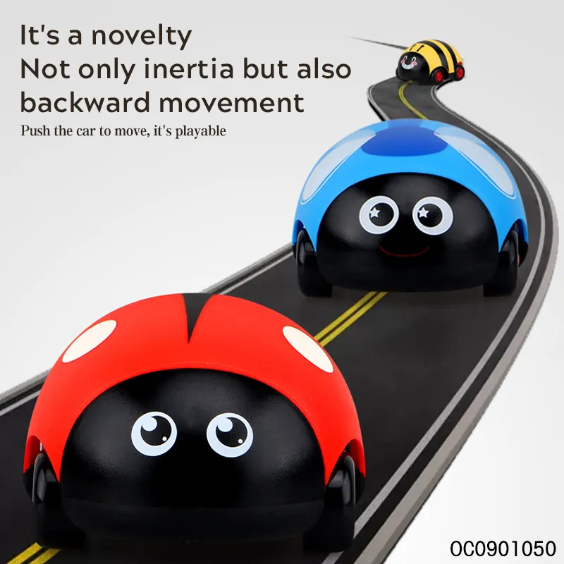 Wholesale 12PCS Plastic Insects Mini Double Pull Back Diecast Cute PC Model Toy Car for Baby Play