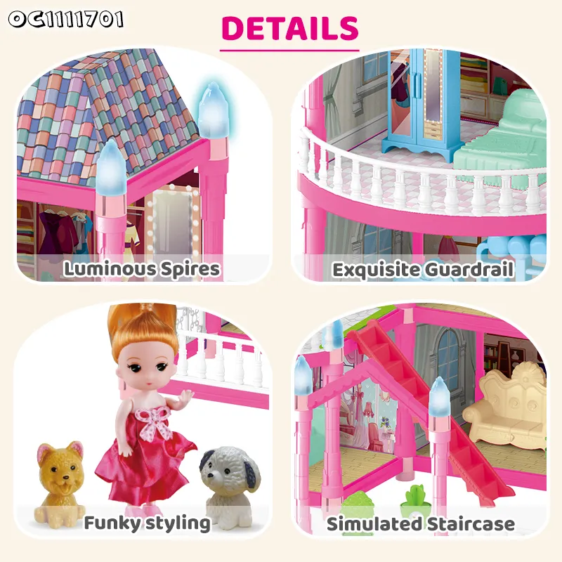 Wholesale Educational Doll House Model City Buildings Toddler Miniature Bunny Family Dollhouse Toys