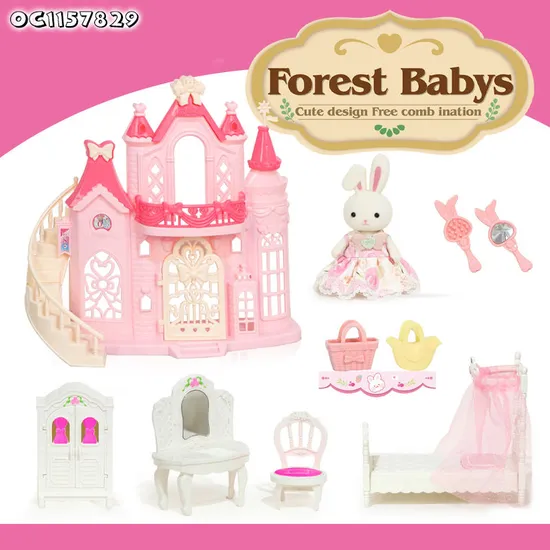 Wholesale Miniature Educational 1/6 Scale Model Plush Rabbit Doll House Miniature Furniture Toys