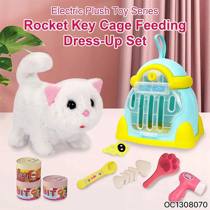 Wholesale Animal Pretend Play Long Tail Cute Big Eyed Customized Realistic Cat Soft Plush Stuffed Animal Toys