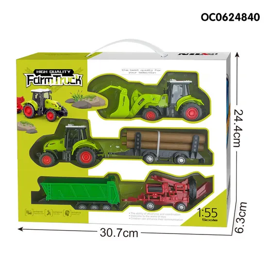 Wholesale 3 Pieces Construction Friction Simulation Farm 1: 55 Scale Children Car Toy Set
