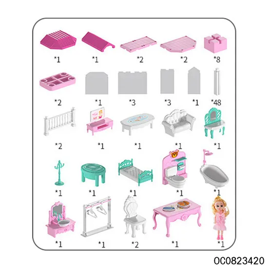 Wholesale Preschool Baby DIY Plastic Miniature Doll House Furniture for Girls Gift