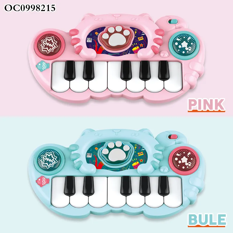 Wholesale Portable Baby Sensory Music Light-up Keyboard Hand Drum Musical Electronic Instruments Piano Toy with Flashing Light