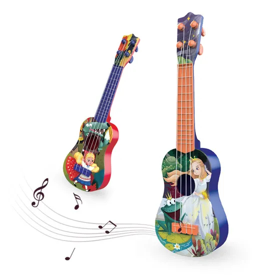 Wholesalers Cartoon Intellectual Children Interactive Musical Instruments Educational Ukulele Guitar Kids
