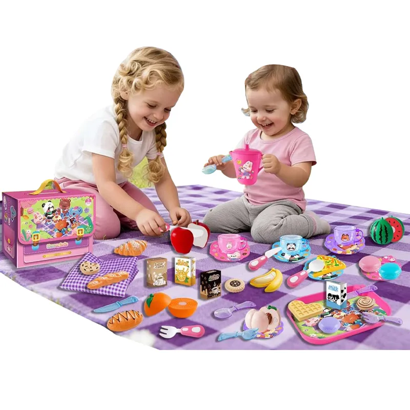 Wholesale Kids Party Pretend Play Food Kitchen Afternoon Tea Tableware Gift Toy Plastic Children House Play Set for Wholesale