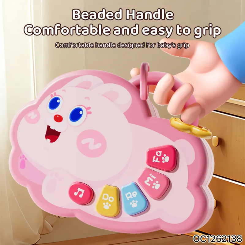 Wholesale Montessori Educational Plastic Battery Operated Sensory Pink Musical Keyboard Rabbit Piano Toy