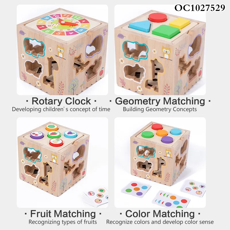 Wholesale Educational 6in1 Wooden Activity Busy Magic Montessori Baby Cartoon Animal Cognitive Learning Toy