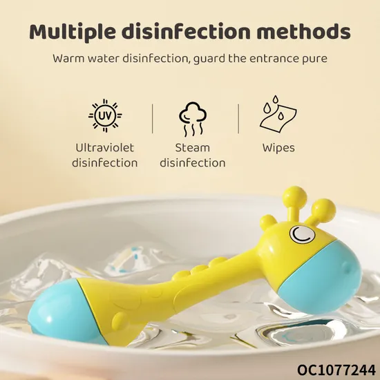Custom Cartoon Giraffe Roly Poly Toy Plastic Shaker Sand Hammer with Bell Sound Cheap Musical Noise Maker Rattle Toy for Baby