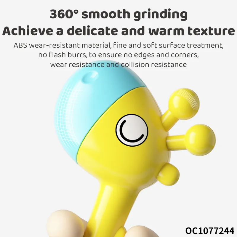 Custom Cartoon Giraffe Roly Poly Toy Plastic Shaker Sand Hammer with Bell Sound Cheap Musical Noise Maker Rattle Toy for Baby