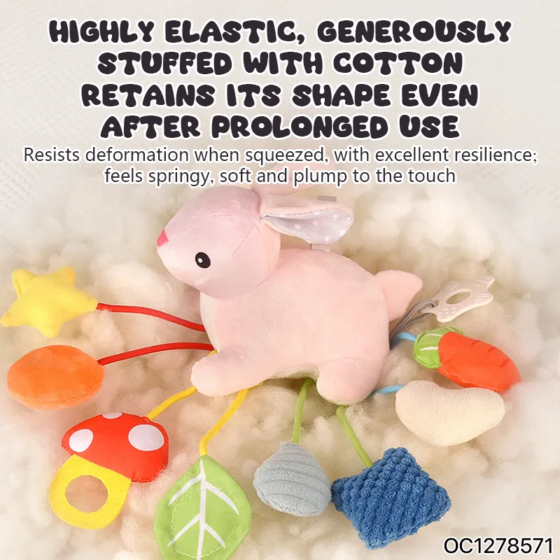 Wholesale Stuffed Doll Rabbit Cute Fabric Pull Hanging Baby Plush Sensory Activity Toy