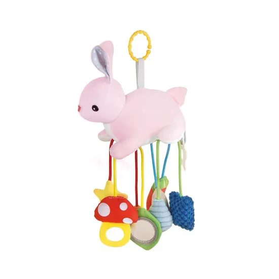 Wholesale Stuffed Doll Rabbit Cute Fabric Pull Hanging Baby Plush Sensory Activity Toy