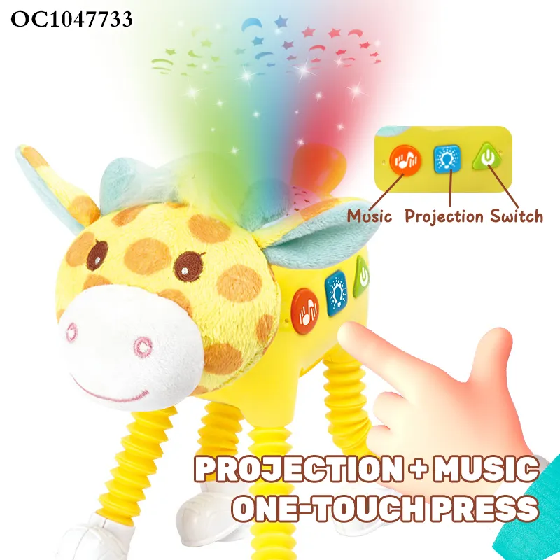 Wholesale Stuffed Sensory Sound &amp; Light Night Giraffe Stuffed Animal Long Plush Toy for Baby
