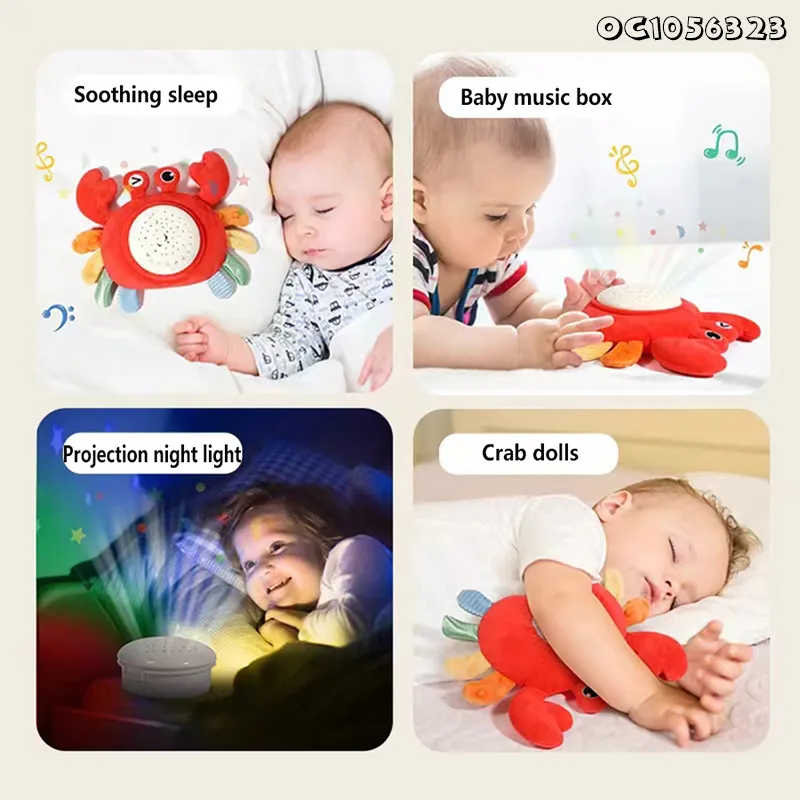 Wholesale Animal Educational Stuffed Crab Plush Baby Play Hanging Mobile Musical Toy for Baby