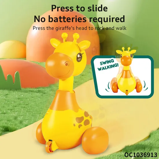 Wholesale Funny Cartoon Press and Go Animal Small Plastic Giraffe Baby Montessori Sensory Toy