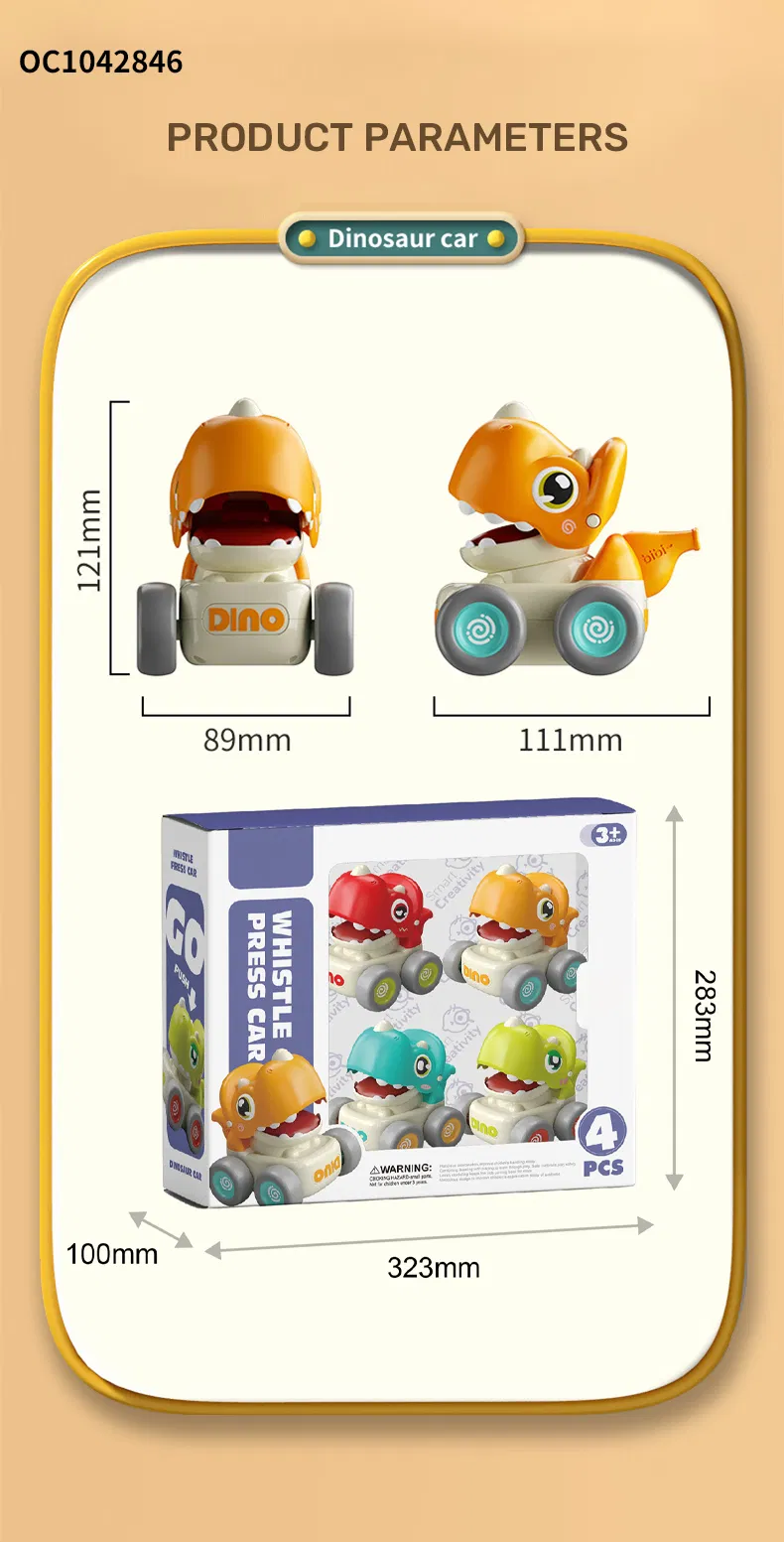 Wholesale Educational Soft Plastic Animals Car Dinosaur Truck Race Cars Press and Go Wheeled Gift Toys