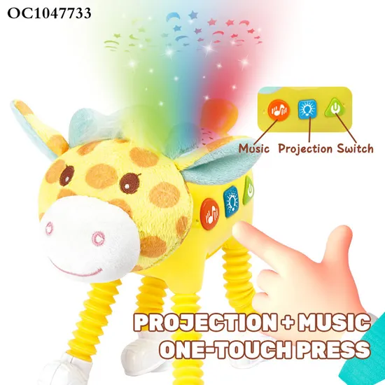 Wholesale Stuffed Sensory Sound & Light Night Giraffe Stuffed Animal Long Plush Toy for Baby