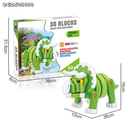 Creative Learning Game Kids Brain Development Toys Latest 3D Triceratops DIY Assemble Dinosaur Model Toy