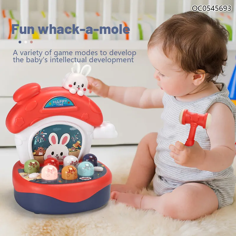Wholesale Family Rabbit LED Lighted up Plastic Whack a Mole Electronic Board Game for Kids
