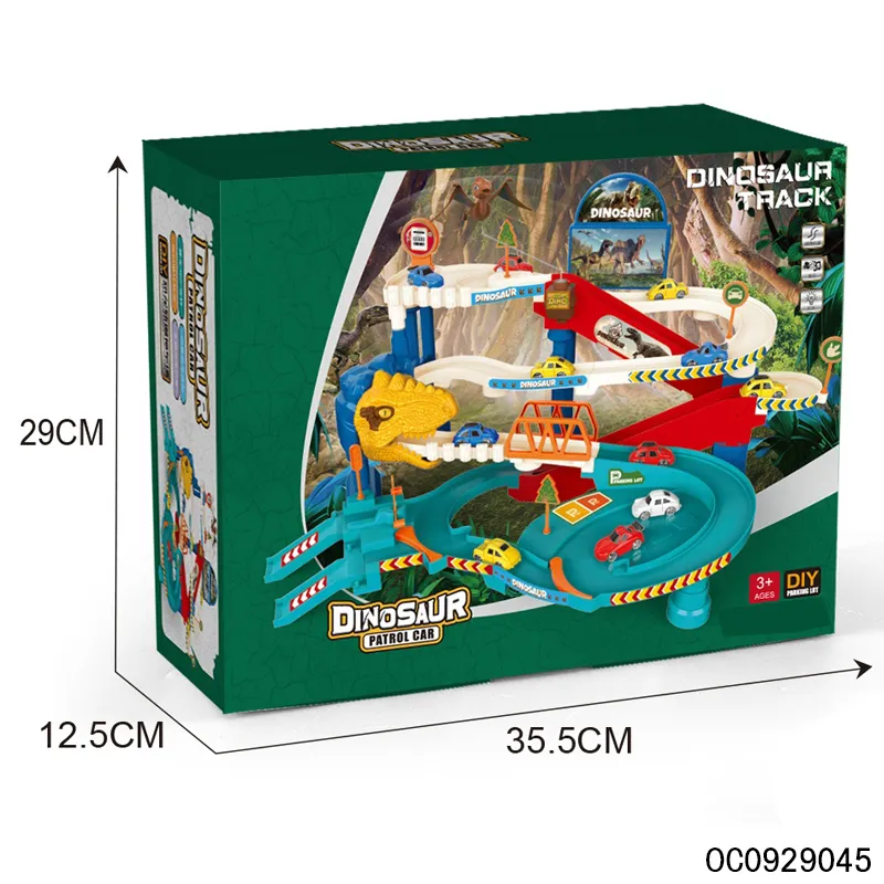 Dinosaur King Game DIY Assembling Rail Toy Car Parking Garage Toy with Mini Alloy Car