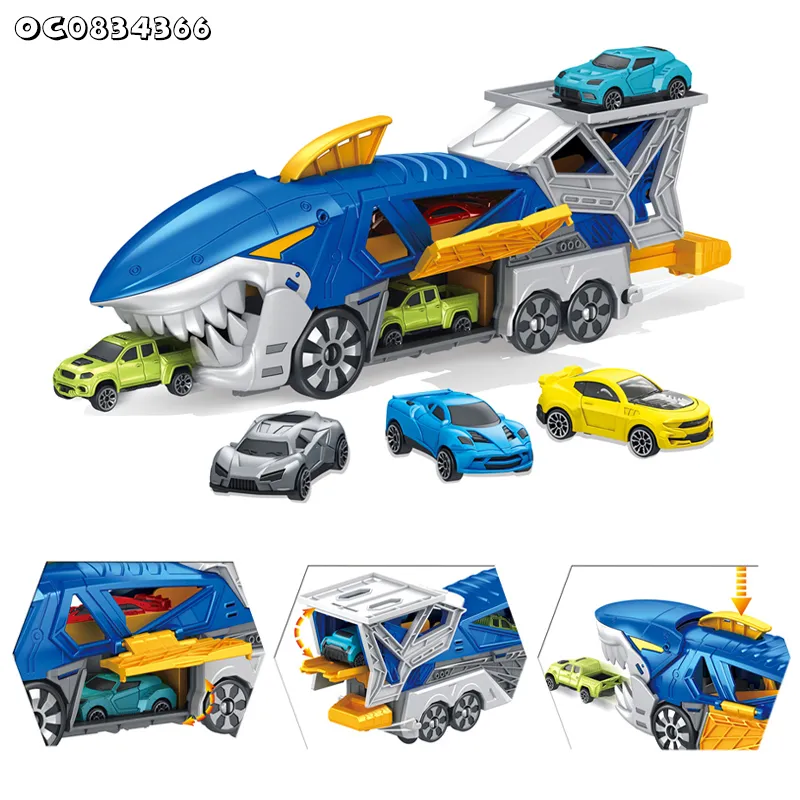 Children Indoor Toys New Design Sliding Tracks Catapult Shark Car Model Kit Toy with Mini Cars Wholesale