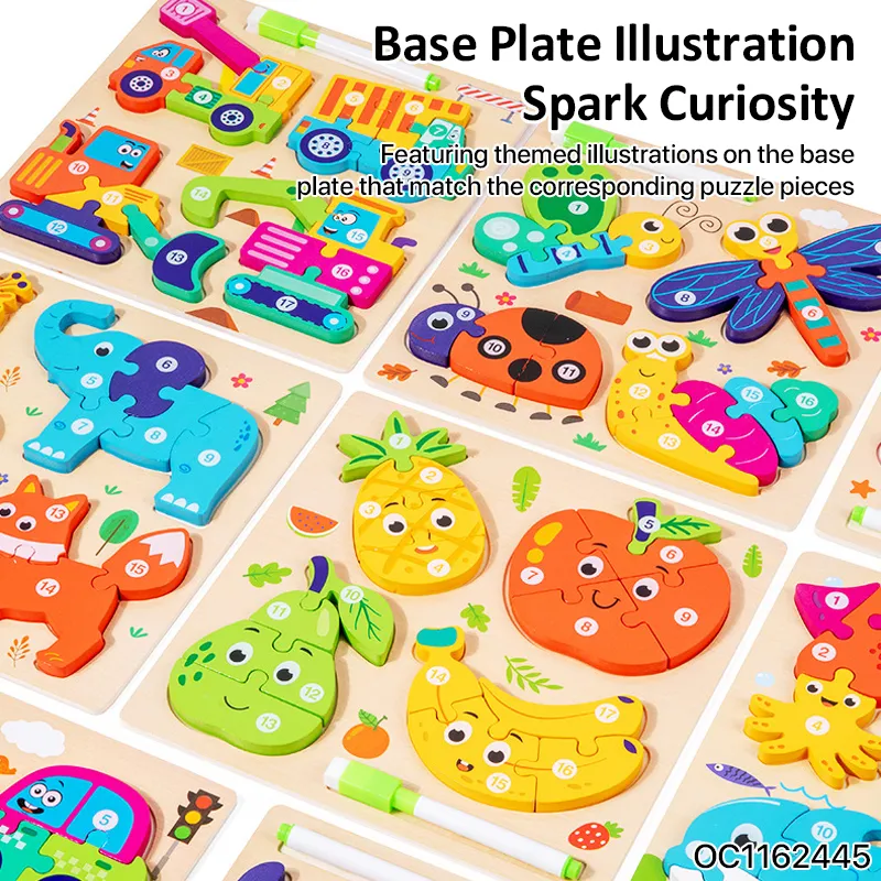 Children Wooden DIY 3D Cartoon Animal Home Jigsaw Puzzle Board Early Educational Toys for Toddlers Cognitive Items