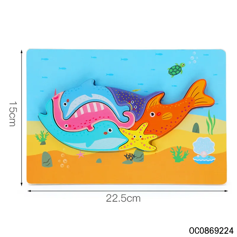 3D Wooden Animals Jigsaw Puzzle Toys Montessori Early Education Plastic Toy for Kids