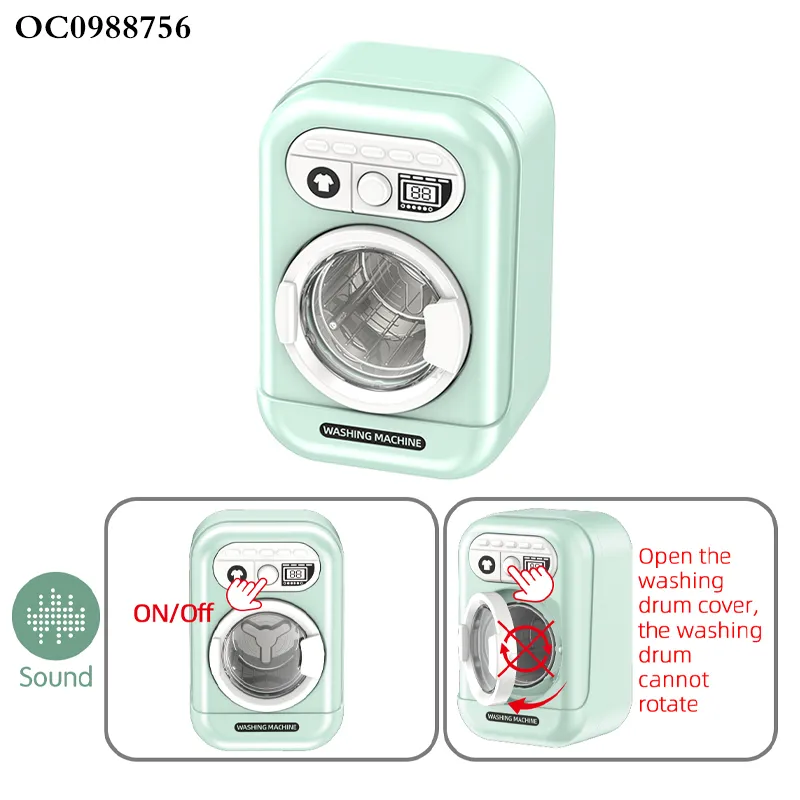 Wholesale Children's Washing Machine Pretend Plastic Children House Play Toys Set with Light and Sound
